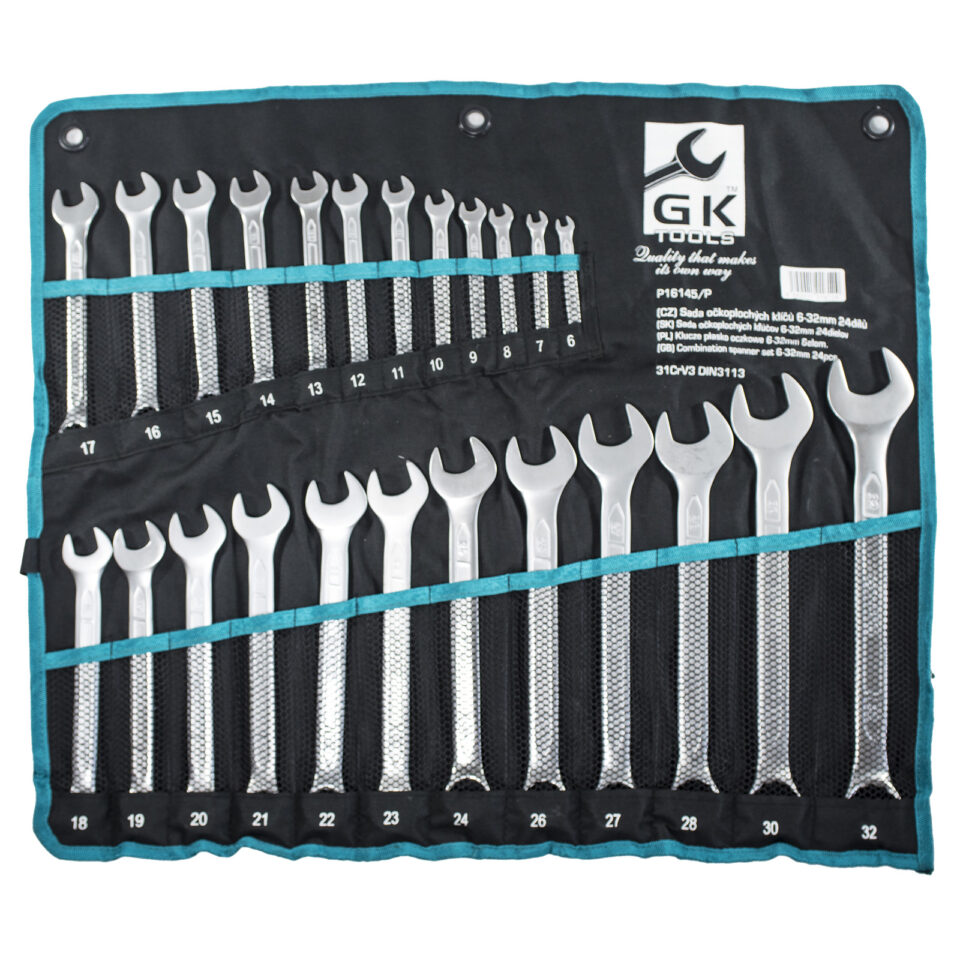 GK TOOLS Maul-Ringschlüsselsatz, matt 24-teilig | 6-32 mm, im Textiletui